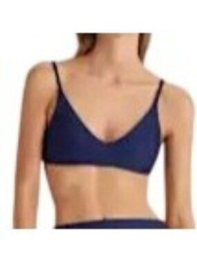 Quince Italian V-Neck Navy Bikini Top XS